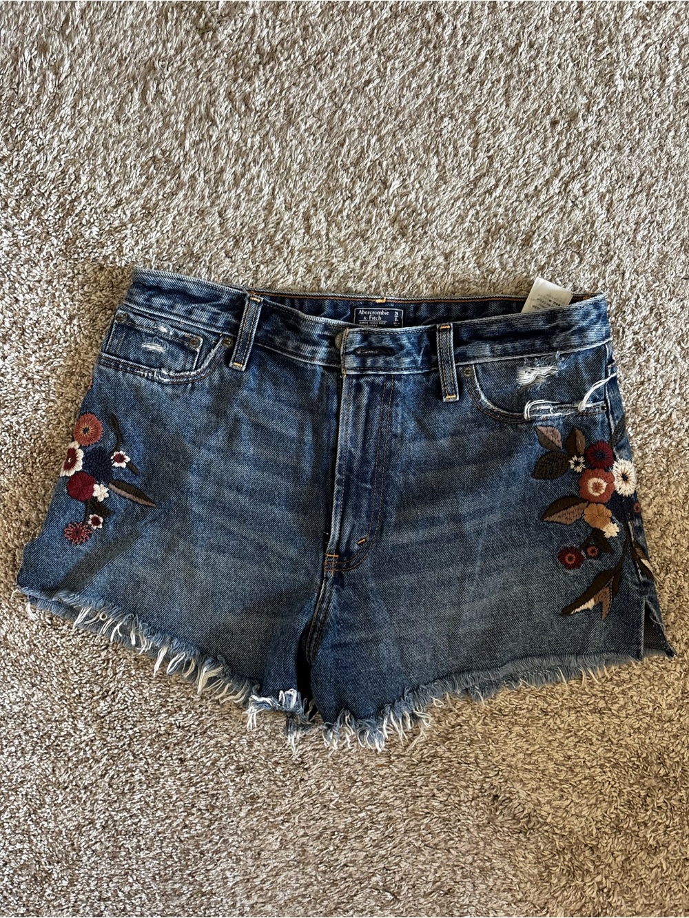 Abercrombie & Fitch Embroidered Blue Denim Shorts